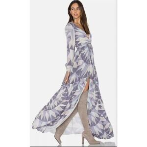 Mara Hoffman Compass Long-sleeve Maxi Dress Size 4 Lavender #2K502